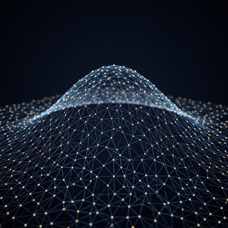 A dense mesh of nodes that together form a distribution curve